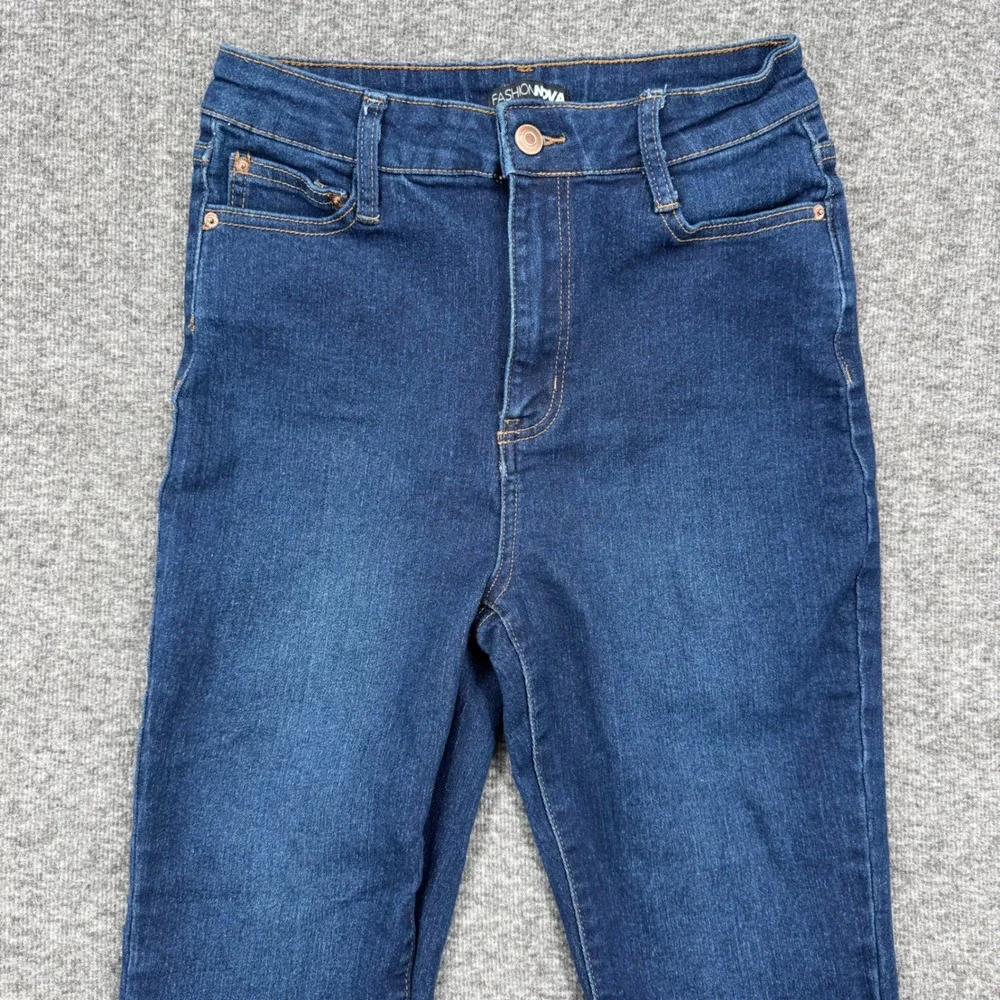 Fashion Nova Women Dark Wash High Waisted Skinny‎ Jeans Size 5 Indigo Stretch
